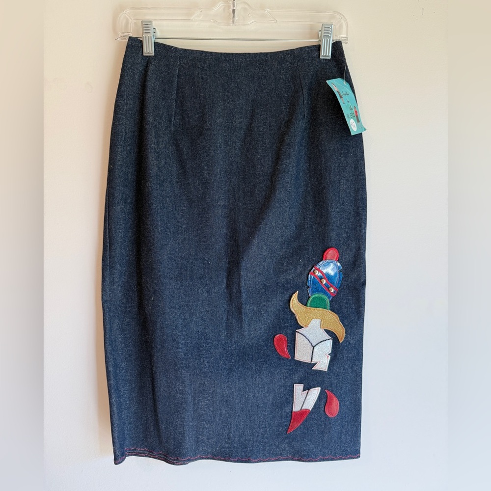 Retro Rockabilly Pinup Dagger Denim Pencil Skirt